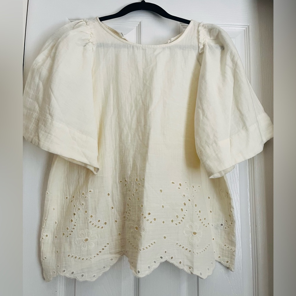 Chelsea & Theodore Cream Puff Sleeve Blouse